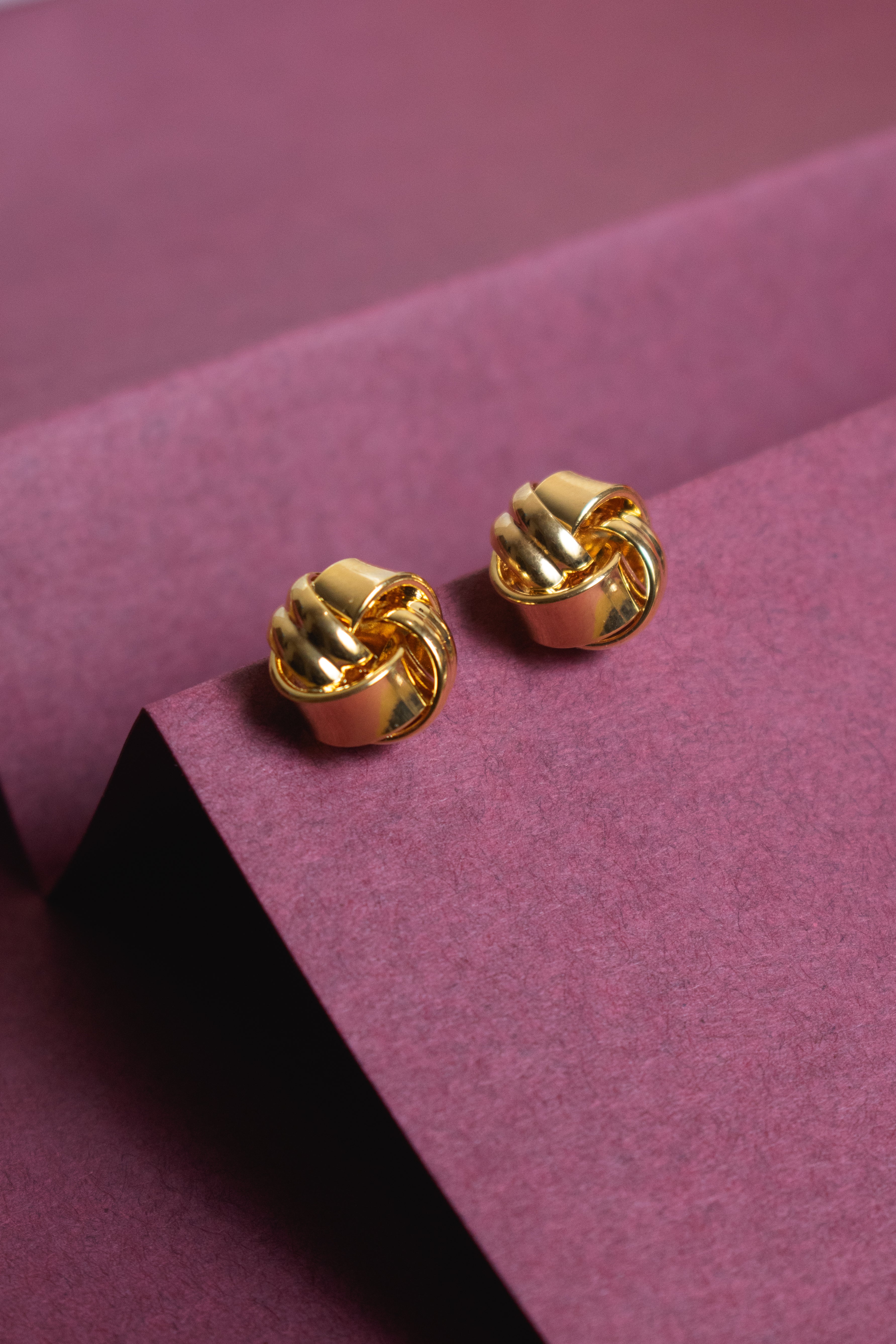 Golden Knot Stud Earrings
