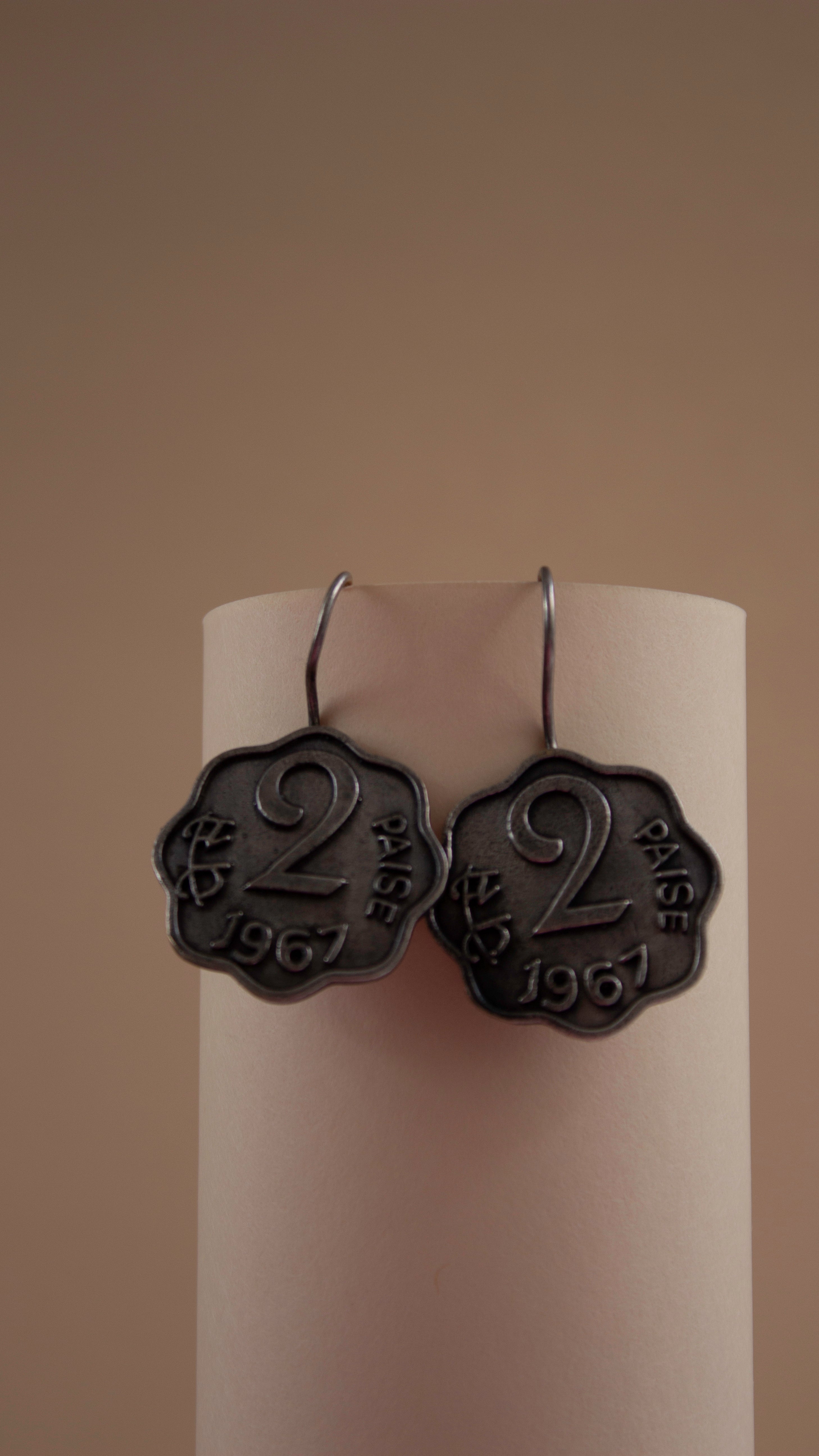 Midnight Bloom Brass Stud Earrings