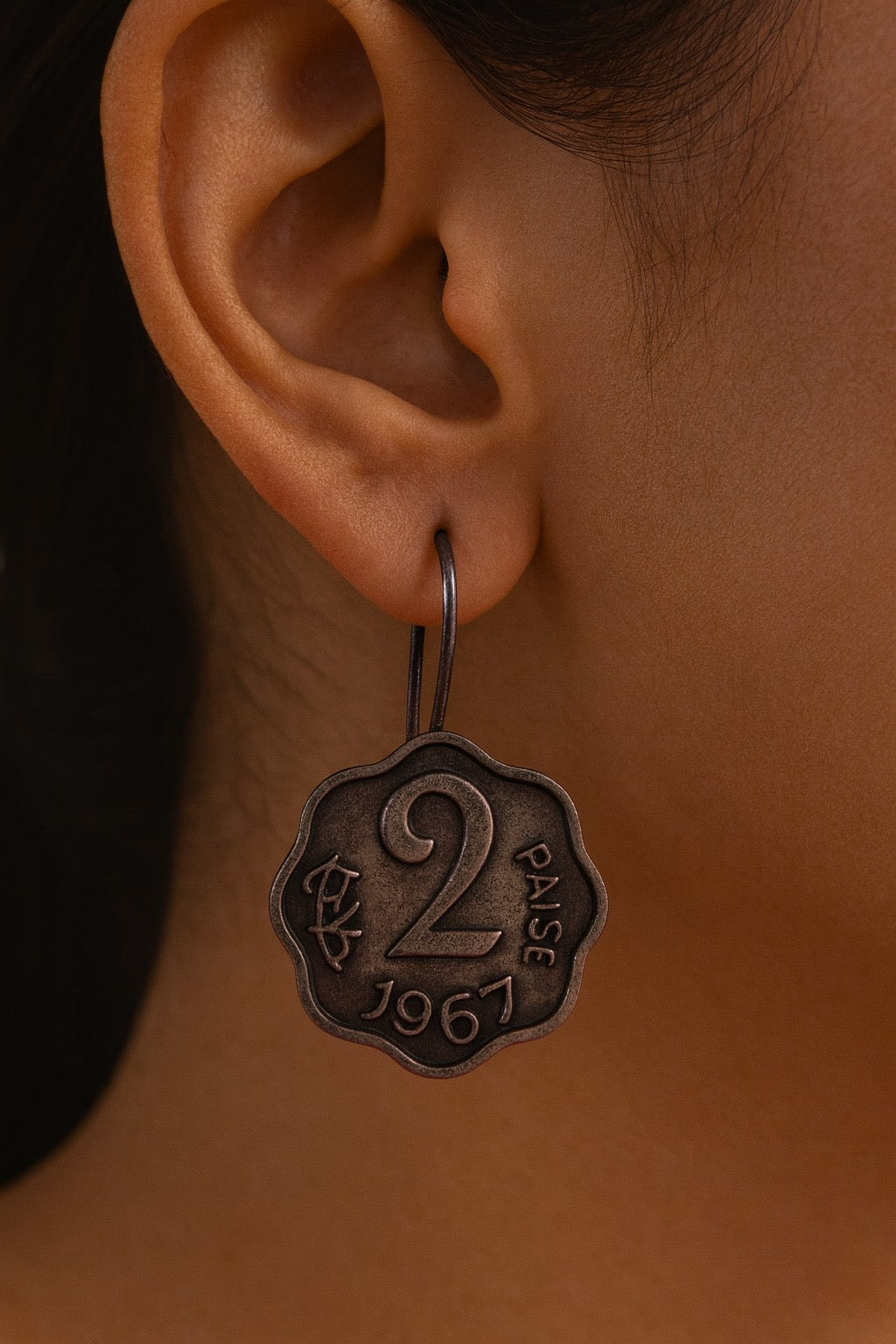 Midnight Bloom Brass Stud Earrings