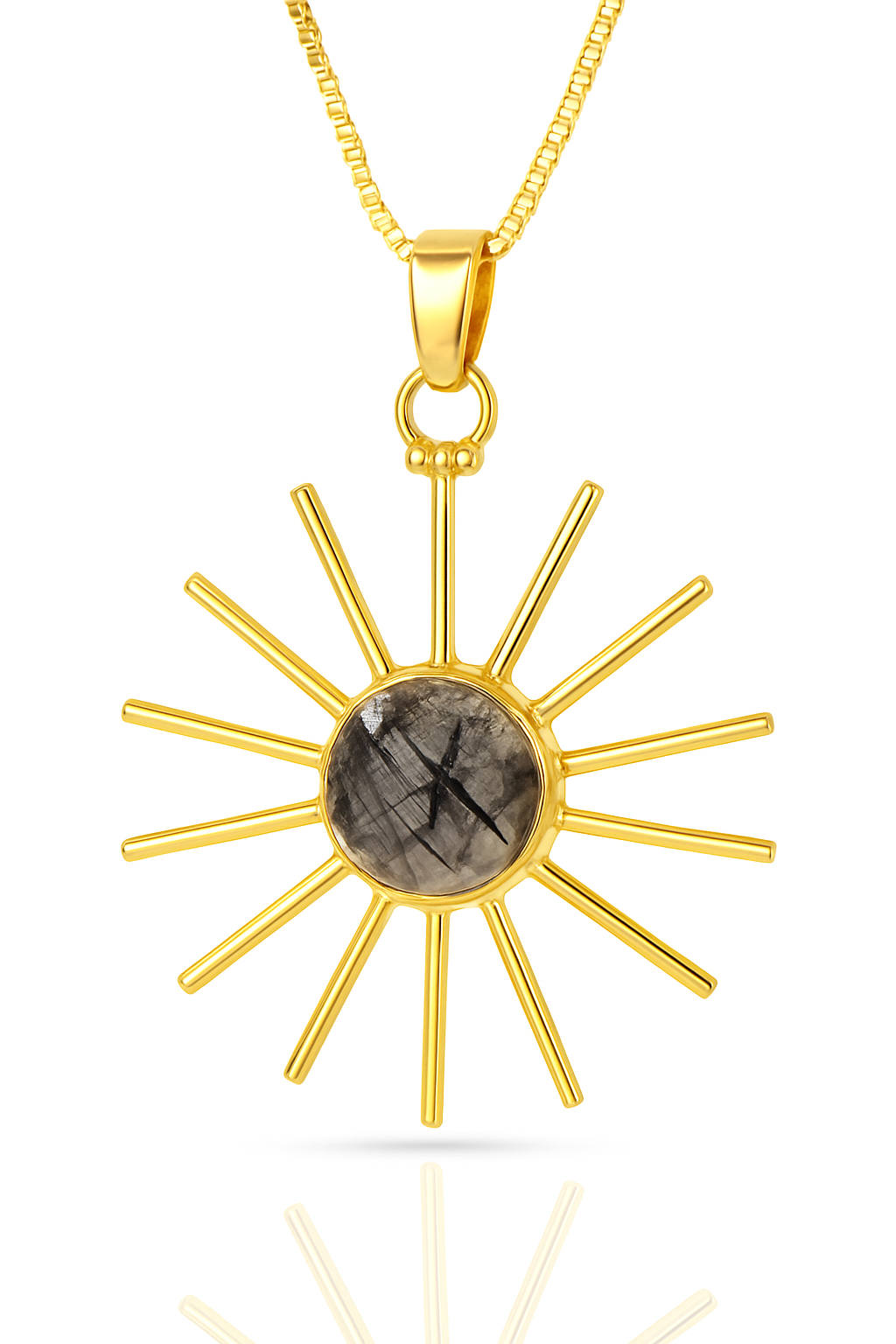 Solar Radiance Black Rutile Brass Necklace