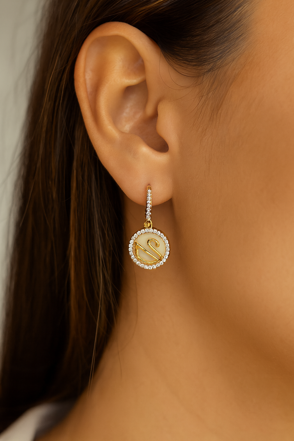 ROUND MONOGRAM EARRINGS