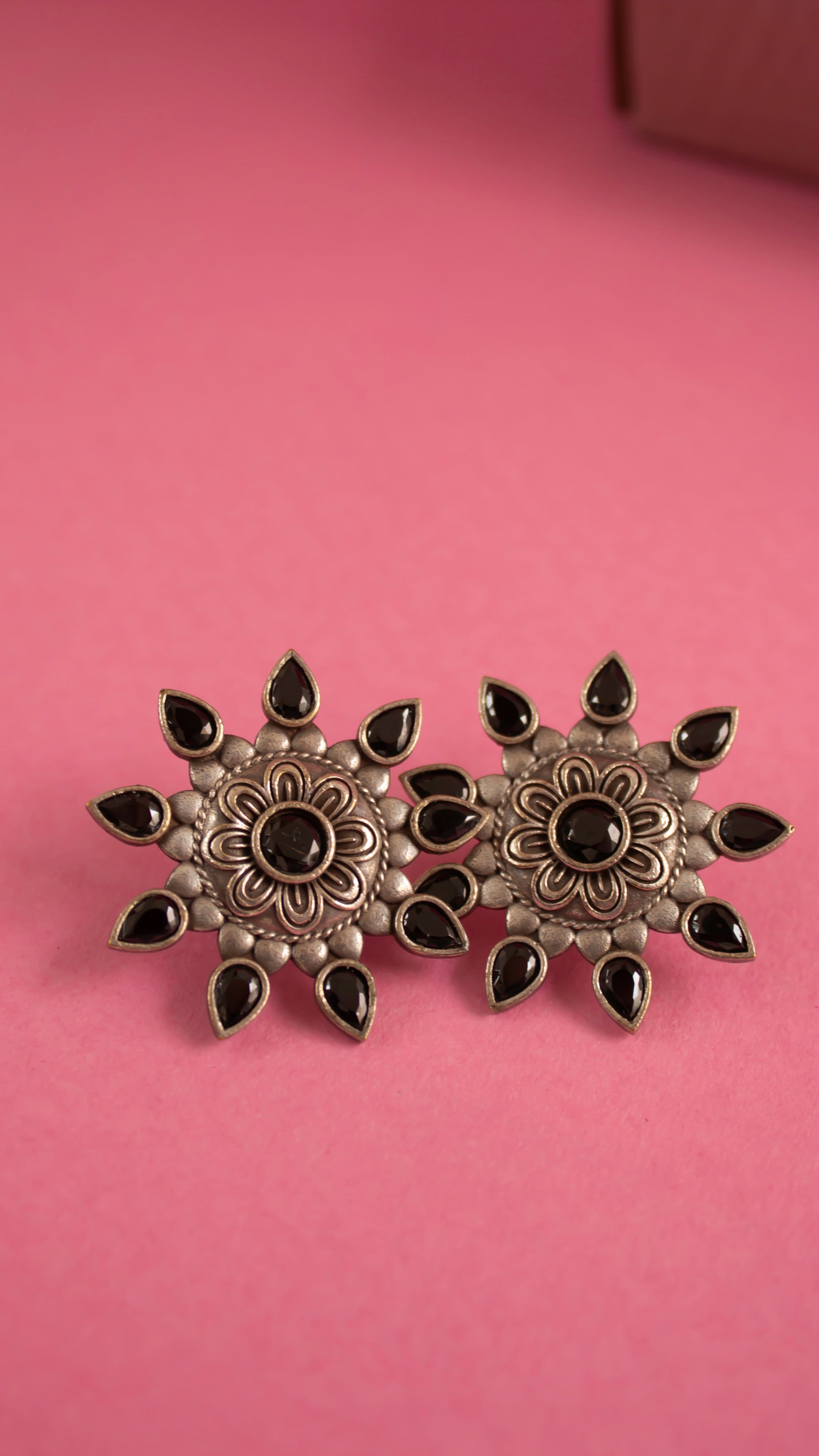 Golden Blossom Brass Drop Earrings