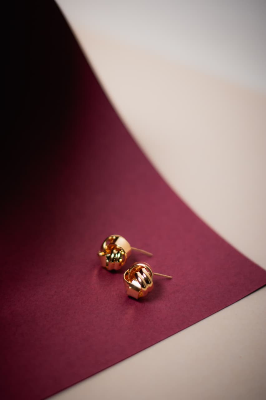 Golden Knot Stud Earrings